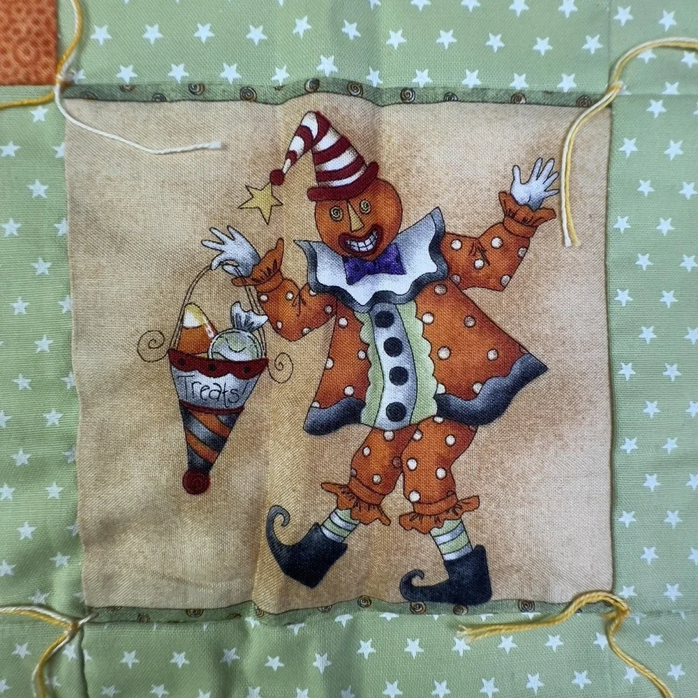 Handmade Halloween Patchwork Quilt Kids 47x38.5 Candy Corn Cat‎ Tote Bag Set